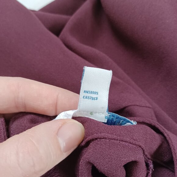 14th & Union Dressy Top Blouse Shirt Dark Red Bell Sleeve Mock Neck Boxy Size S - Picture 8 of 12